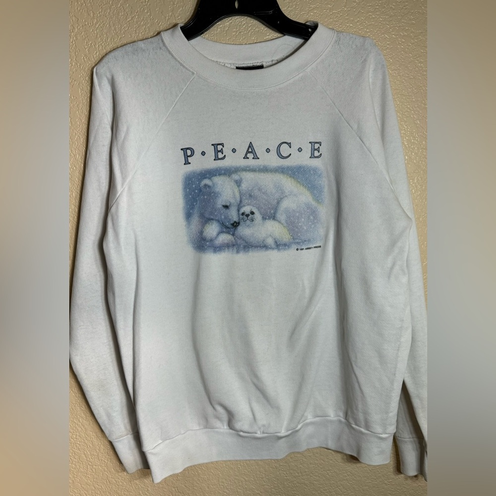Vintage Polar Bears “PEACE” 1991 Abbey Press Sweater Size XL